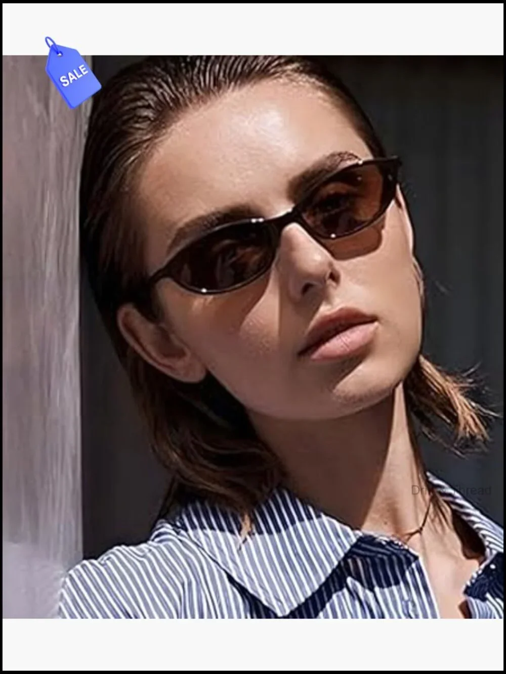 Retro Oval Cat Eye Sunglasses for Women Y2K Trendy Narrow Shades UV Protection